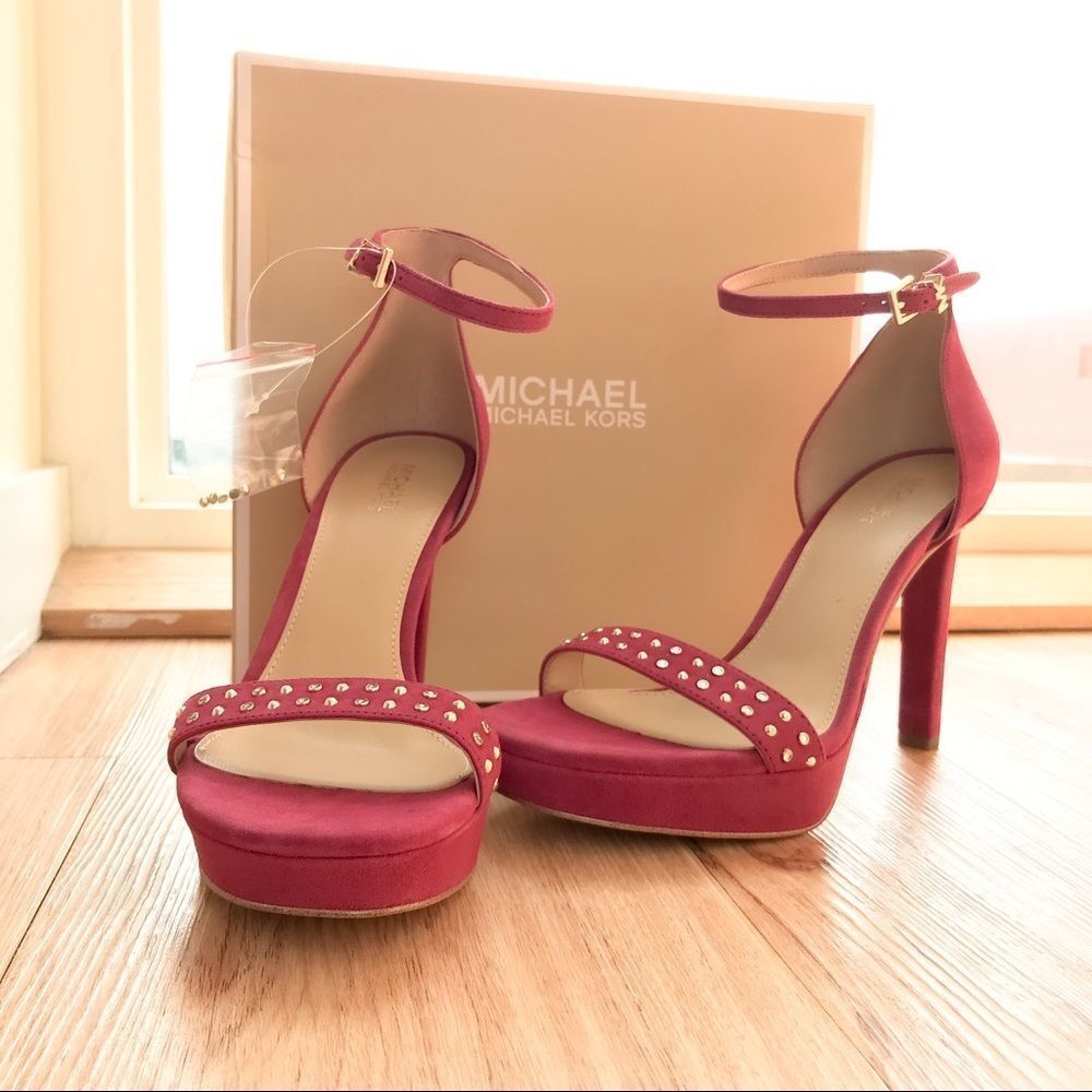 Michael Kors Margot Berry Suede Platform Sandal 7.5